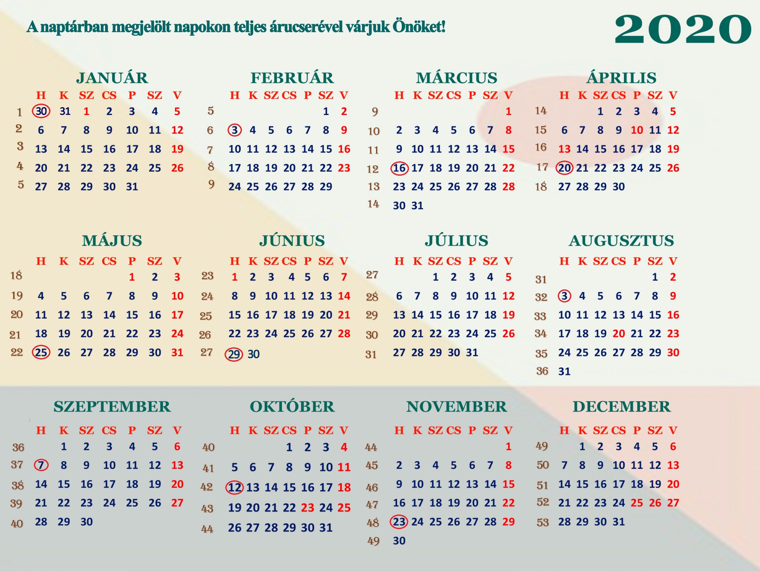 2020 naptár1 karikás vintage